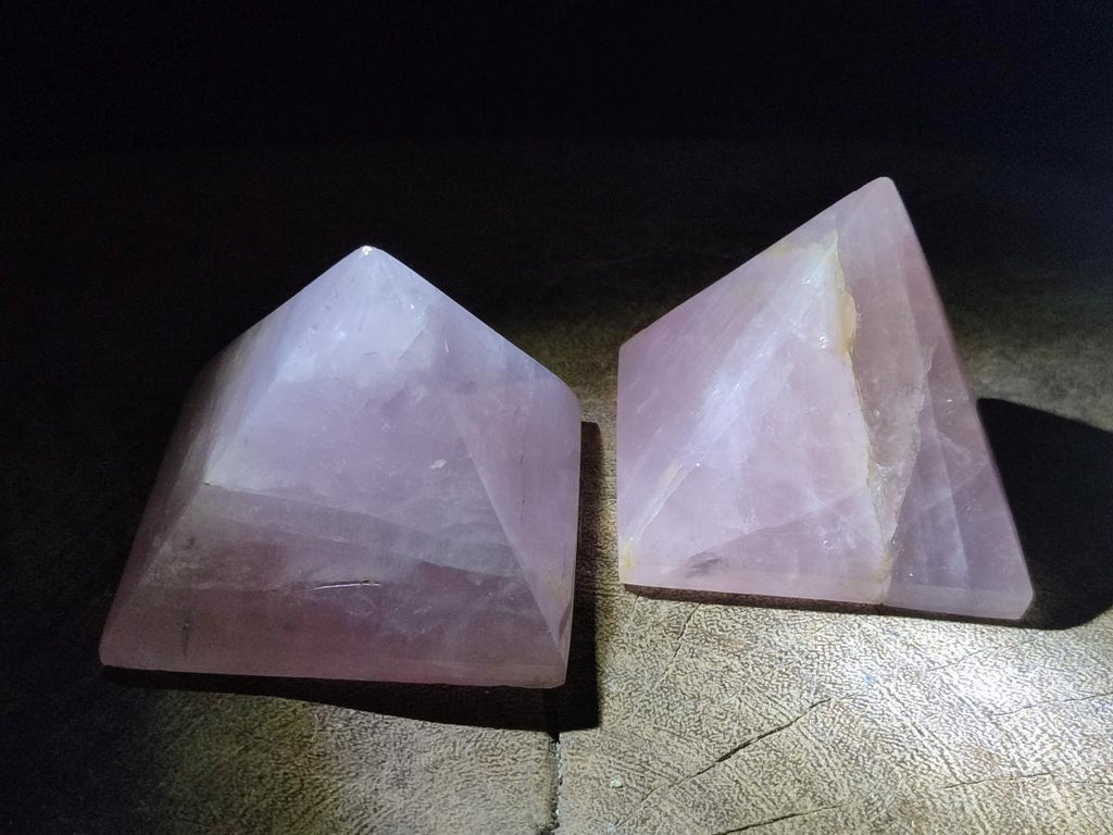 Polished Rose Quartz Pyramids x 4 From Madagascar