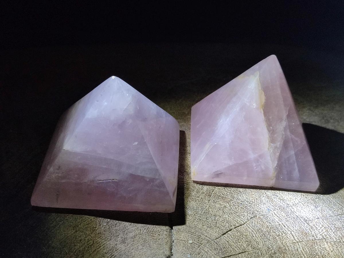 Polished Rose Quartz Pyramids x 4 From Madagascar