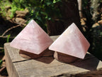Polished Rose Quartz Pyramids x 4 From Madagascar