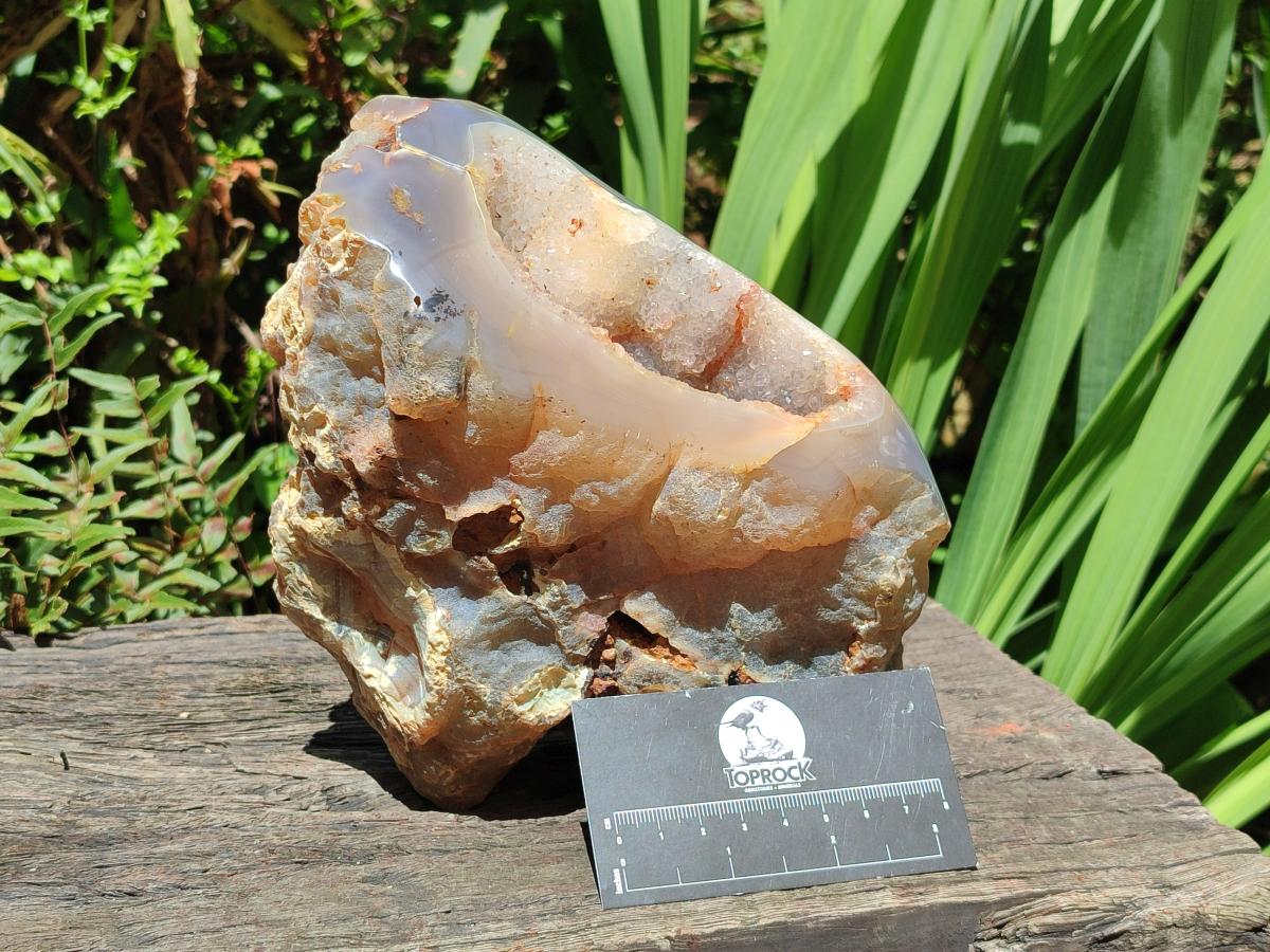Polished and Natural Large Banded Agate with Crystalline Geode x 1 From Maintirano, Madagascar - Toprock Gemstones and Minerals 