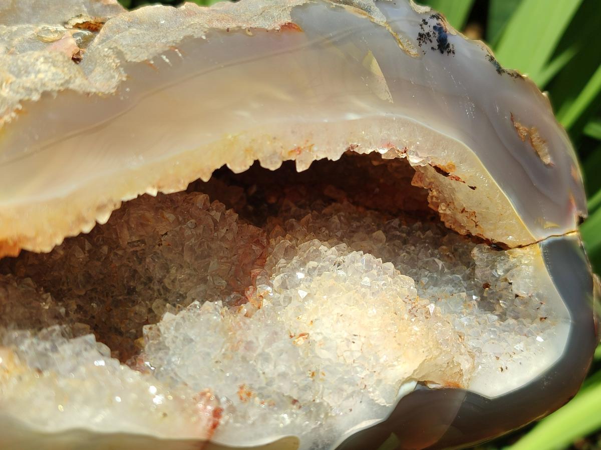 Polished and Natural Large Banded Agate with Crystalline Geode x 1 From Maintirano, Madagascar - Toprock Gemstones and Minerals 