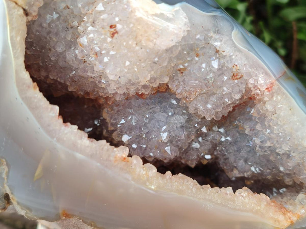 Polished and Natural Large Banded Agate with Crystalline Geode x 1 From Maintirano, Madagascar - Toprock Gemstones and Minerals 