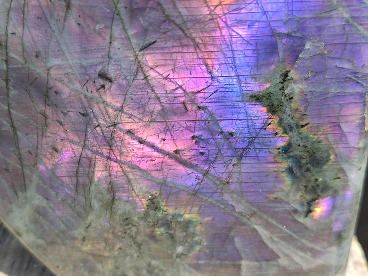Polished Large Rare Purple Sunset Flash Labradorite Standing Display Piece x 1 From Madagascar