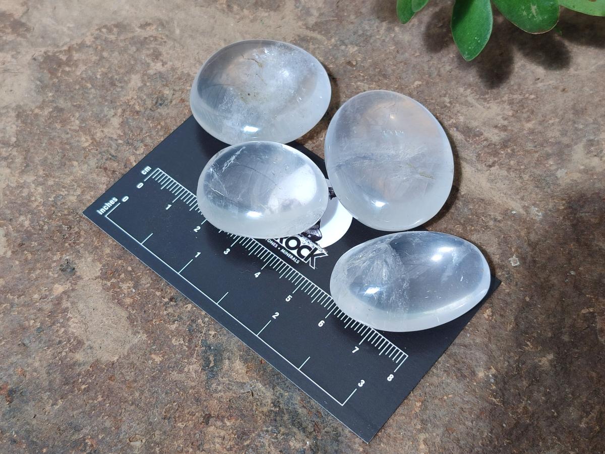 Polished Rose Girasol Pearl Quartz Palm Stones x 35 From Ambatondrazaka, Madagascar