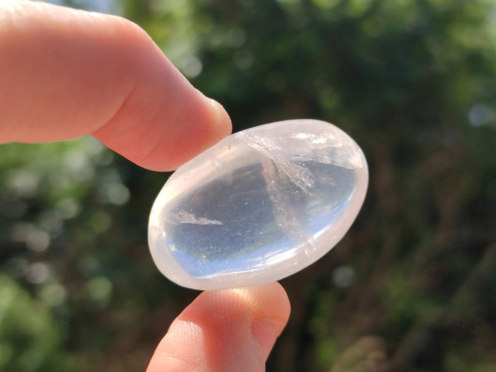 Polished Rose Girasol Pearl Quartz Palm Stones x 35 From Ambatondrazaka, Madagascar