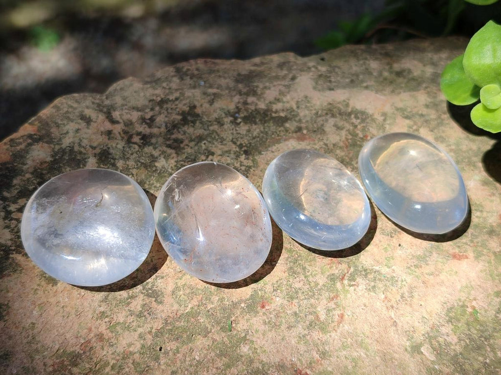 Polished Rose Girasol Pearl Quartz Palm Stones x 35 From Ambatondrazaka, Madagascar