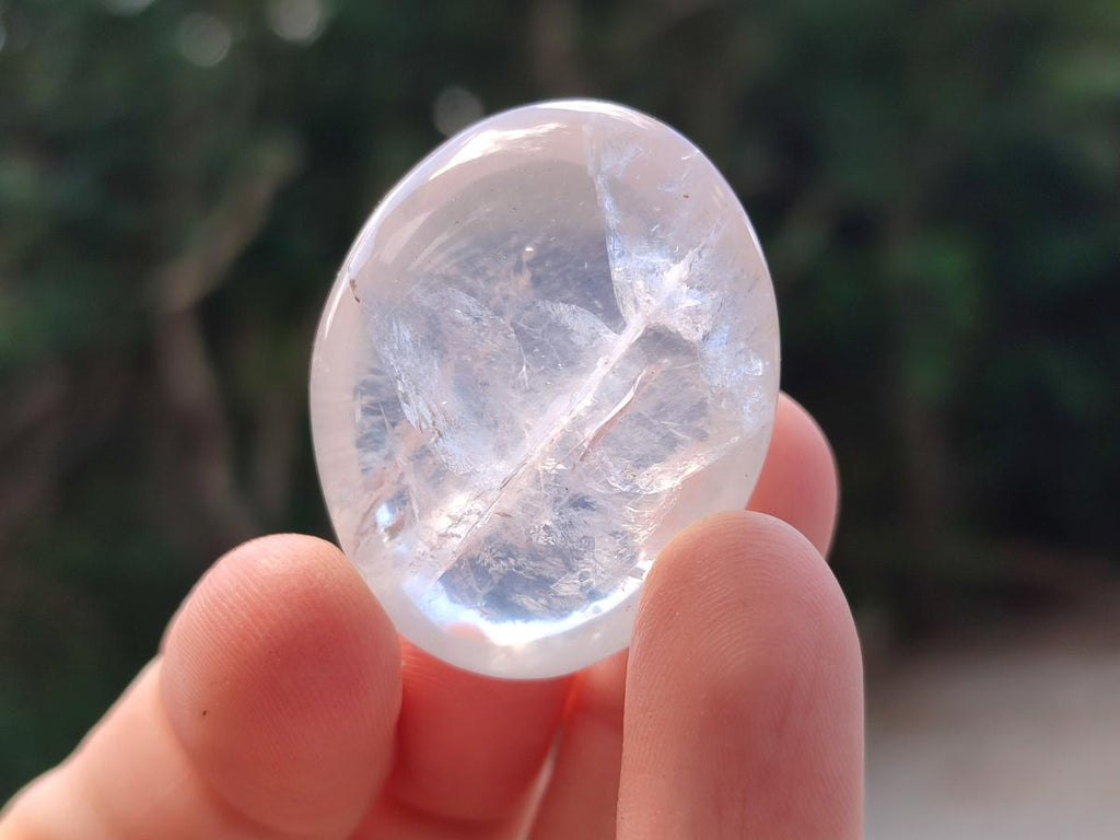 Polished Rose Girasol Pearl Quartz Palm Stones x 35 From Ambatondrazaka, Madagascar