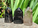 Polished Clear and Dark Morion Smokey Quartz Crystals x 6 From Madagascar