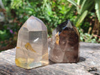 Polished Clear and Dark Morion Smokey Quartz Crystals x 6 From Madagascar