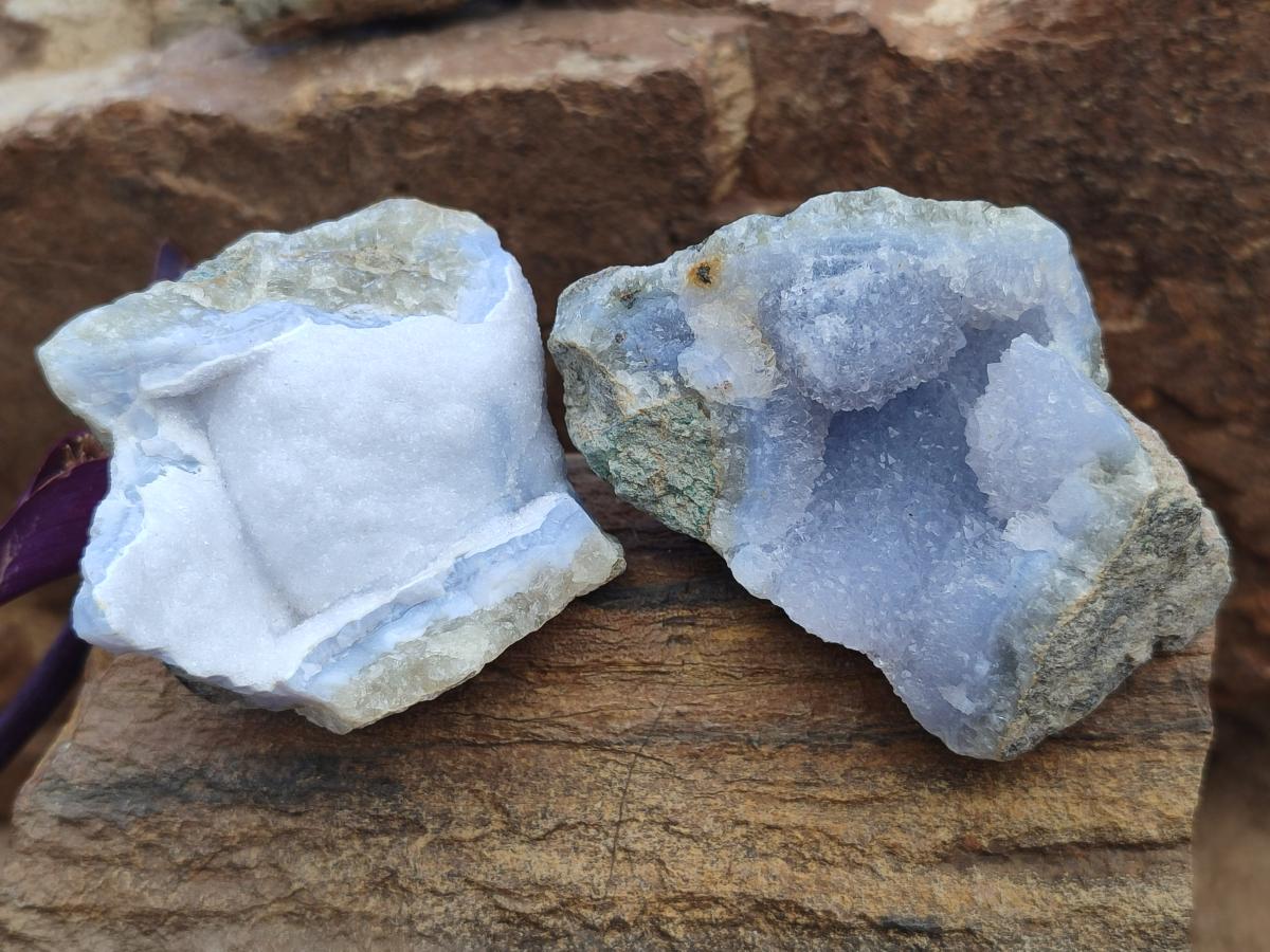Natural Blue Lace Agate Geodes and Vug Specimens x 24 From Nsanje, Malawi