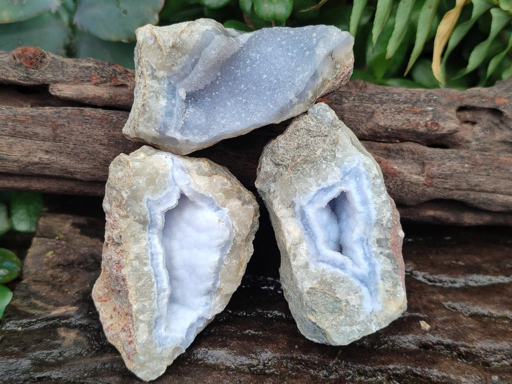 Natural Blue Lace Agate Geodes and Vug Specimens x 24 From Nsanje, Malawi
