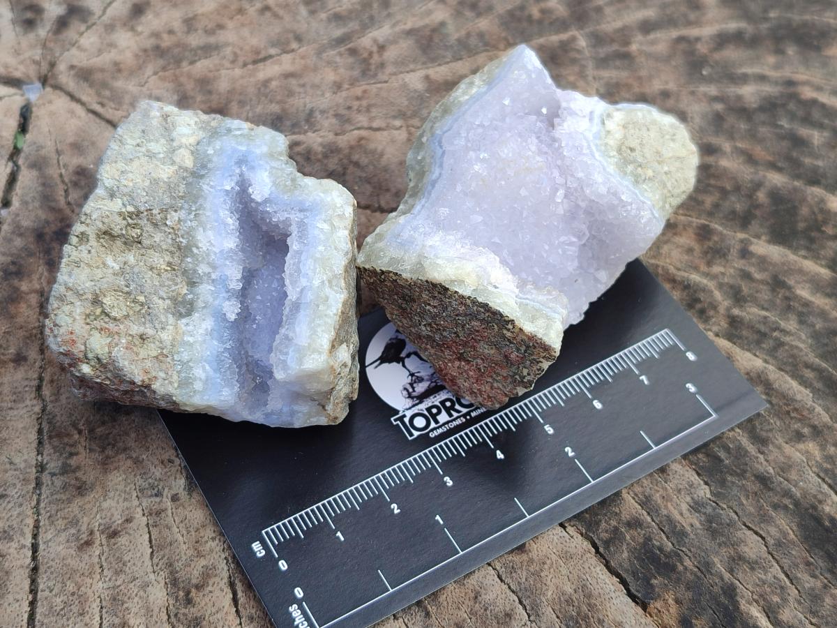 Natural Blue Lace Agate Geodes and Vug Specimens x 24 From Nsanje, Malawi