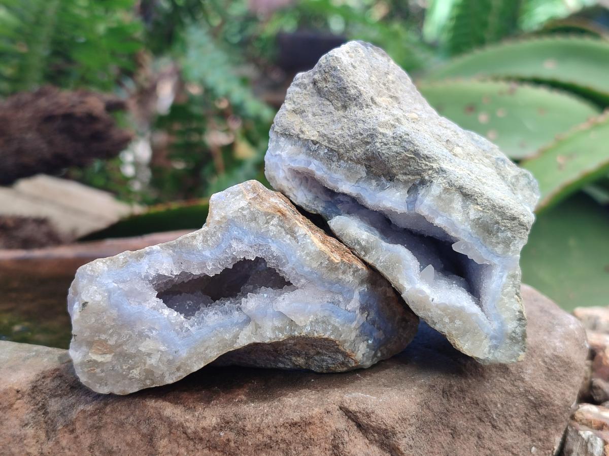 Natural Blue Lace Agate Geodes and Vug Specimens x 24 From Nsanje, Malawi