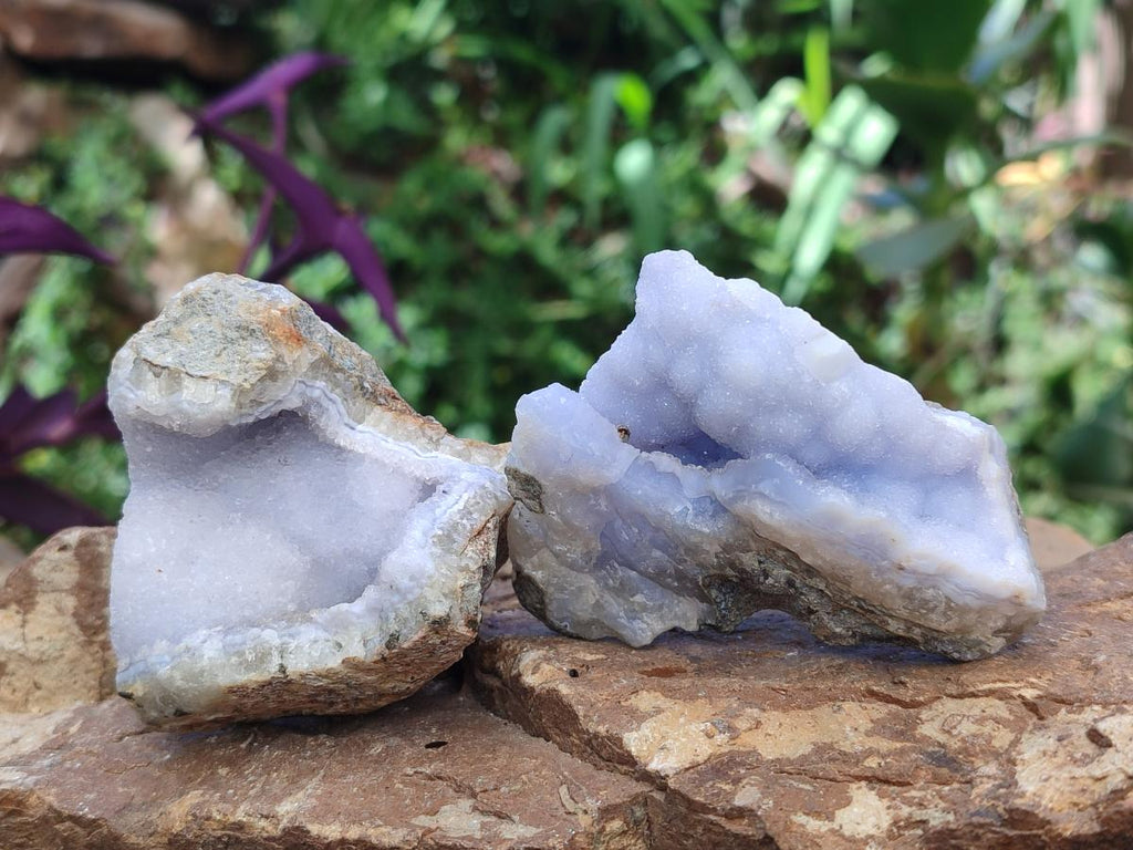 Natural Blue Lace Agate Geodes and Vug Specimens x 24 From Nsanje, Malawi