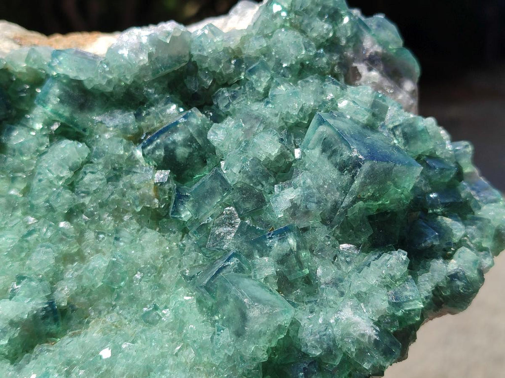 Natural Large Cabinet Size Cubic Green Fluorite Cluster Specimen x 1 From Mandrosonoro, Madagascar