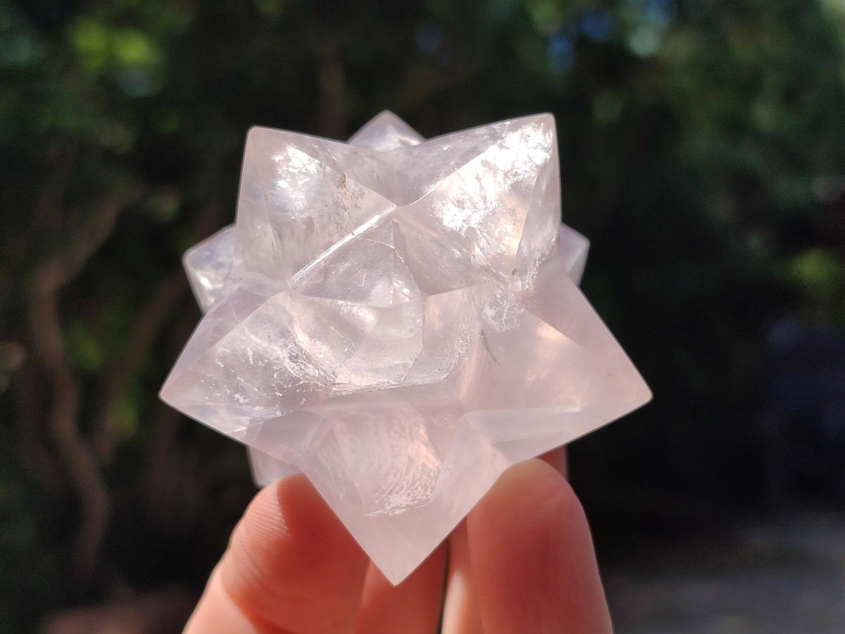 Hand Made Gemmy Rose Quartz Merkabah x 3 From Madagascar