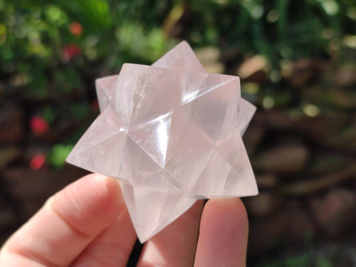 Hand Made Gemmy Rose Quartz Merkabah x 3 From Madagascar