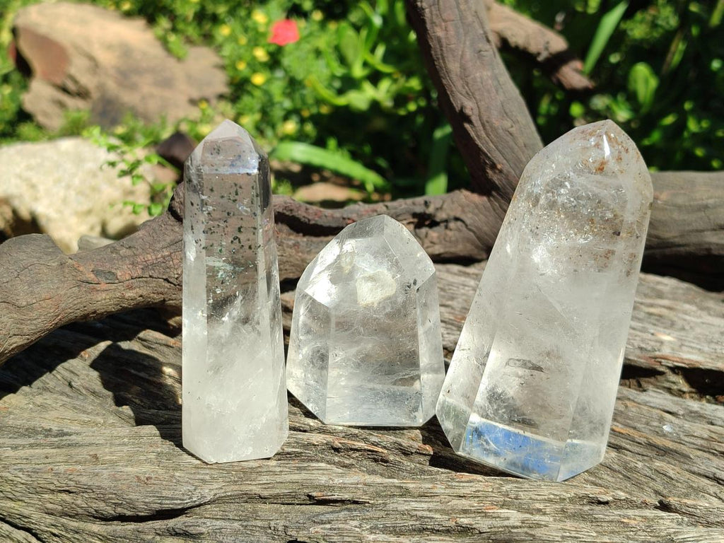 Polished Mixed Quartz Crystals with Inclusions x 6 From Madagascar - Toprock Gemstones and Minerals 