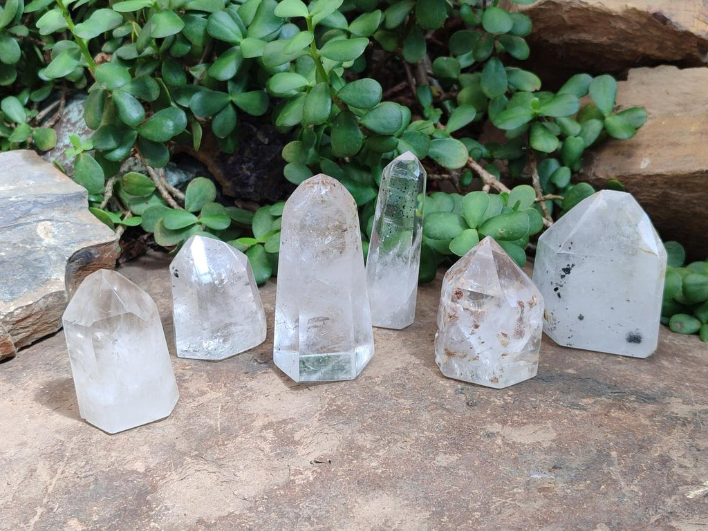 Polished Mixed Quartz Crystals with Inclusions x 6 From Madagascar - Toprock Gemstones and Minerals 