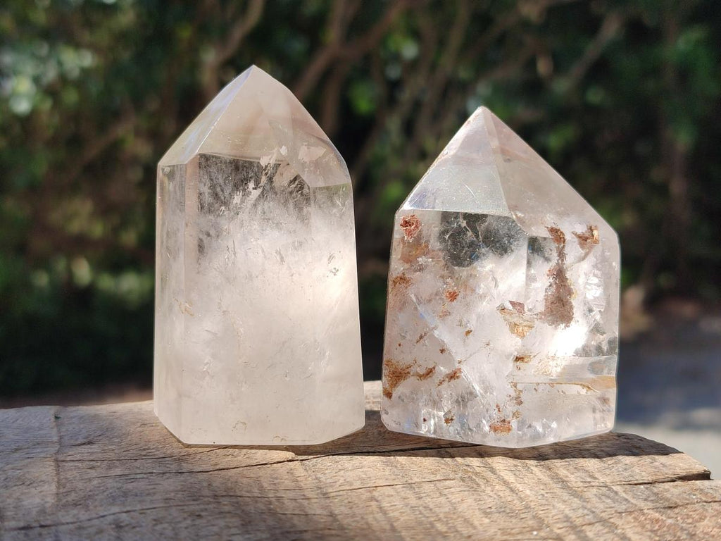 Polished Mixed Quartz Crystals with Inclusions x 6 From Madagascar - Toprock Gemstones and Minerals 