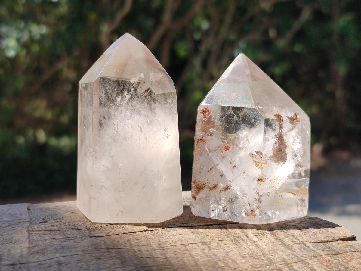 Polished Mixed Quartz Crystals with Inclusions x 6 From Madagascar - Toprock Gemstones and Minerals 