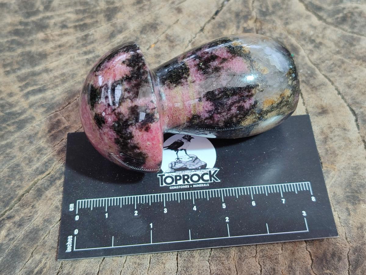 Polished Rhodonite Gemstone Mushrooms x 6 From Ambindavato, Madagascar