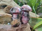 Polished Rhodonite Gemstone Mushrooms x 6 From Ambindavato, Madagascar