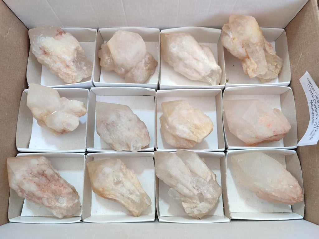 Natural Cascading Single Pineapple Quartz Crystals x 12 From Antsirabe, Madagascar