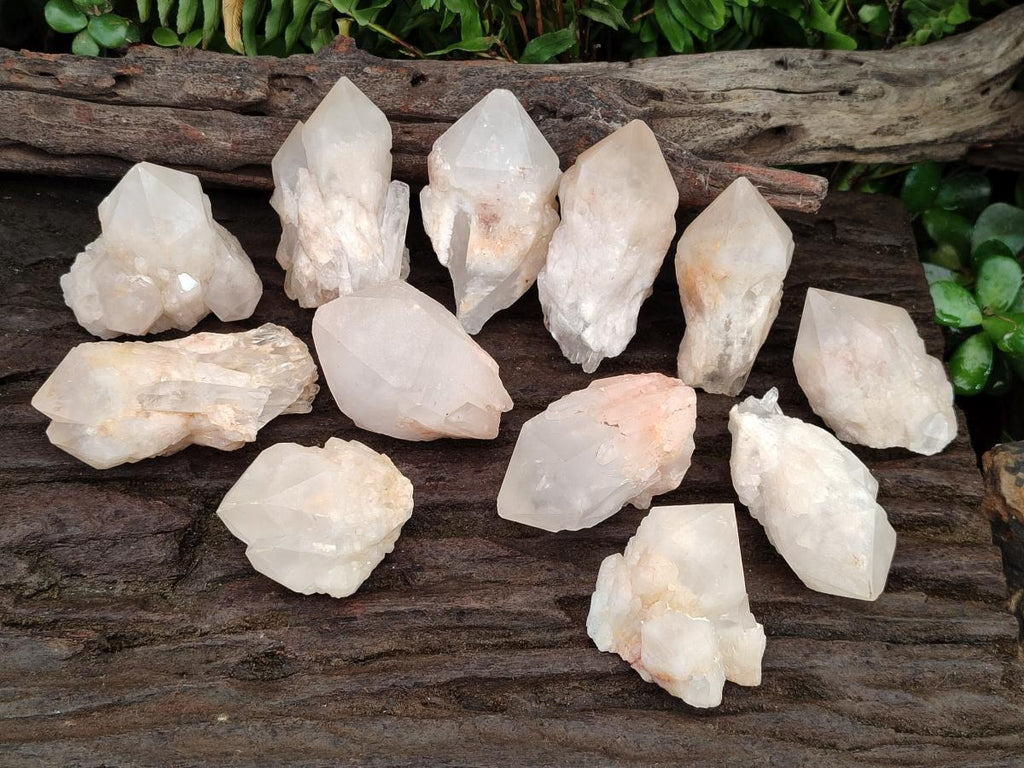 Natural Cascading Single Pineapple Quartz Crystals x 12 From Antsirabe, Madagascar