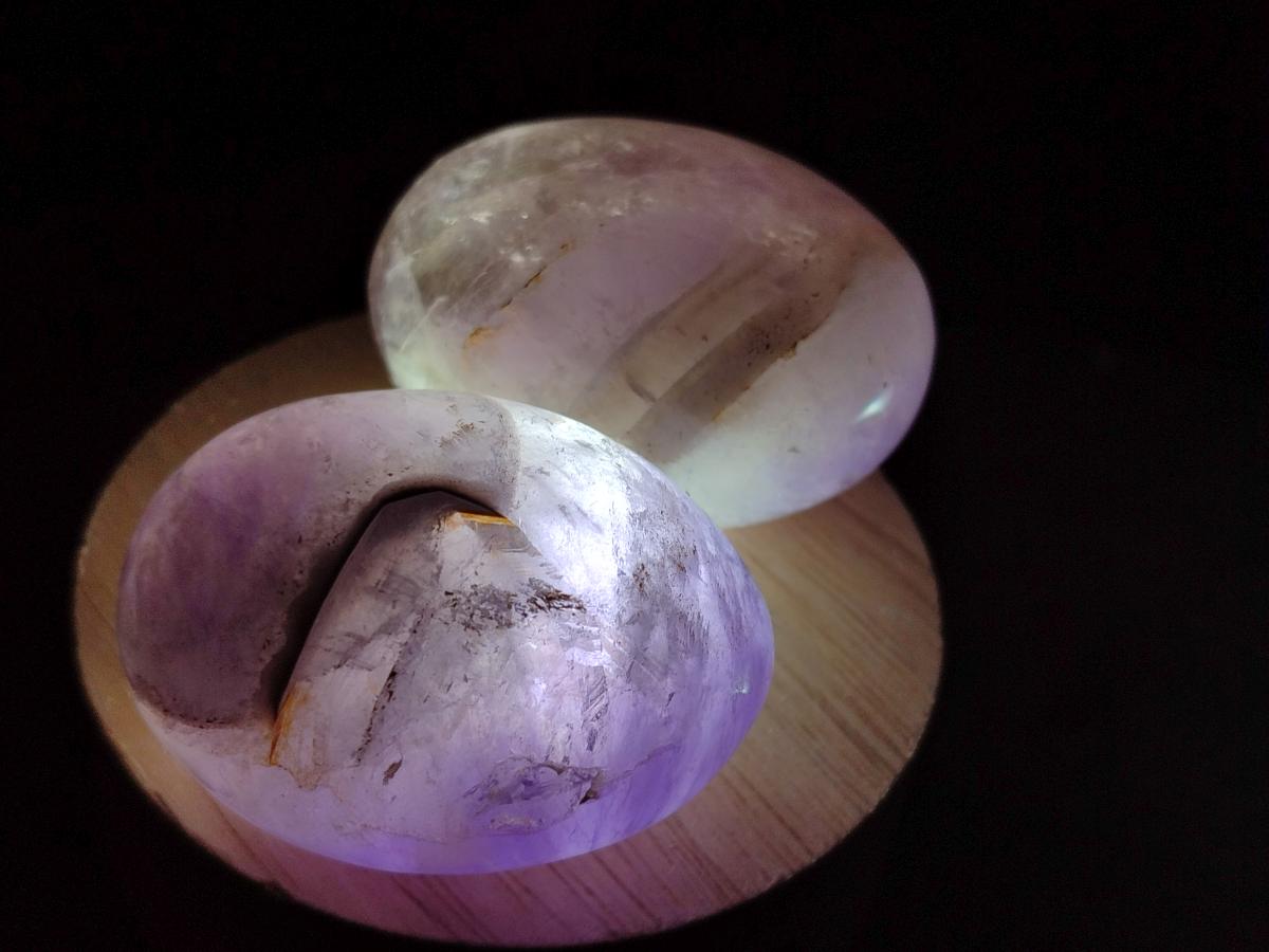 Polished Chevron Amethyst Galets x 20 From Madagascar