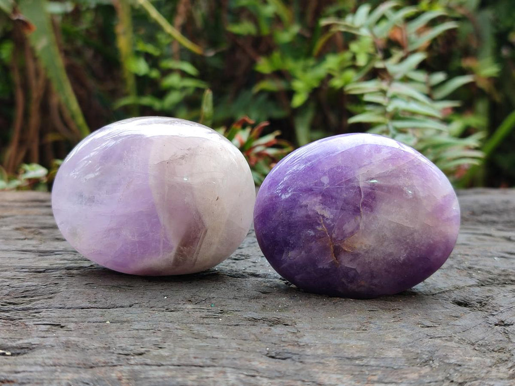 Polished Chevron Amethyst Galets x 20 From Madagascar