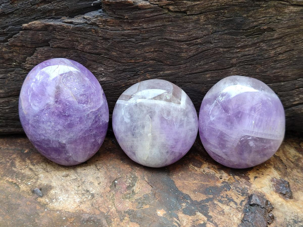Polished Chevron Amethyst Galets x 20 From Madagascar