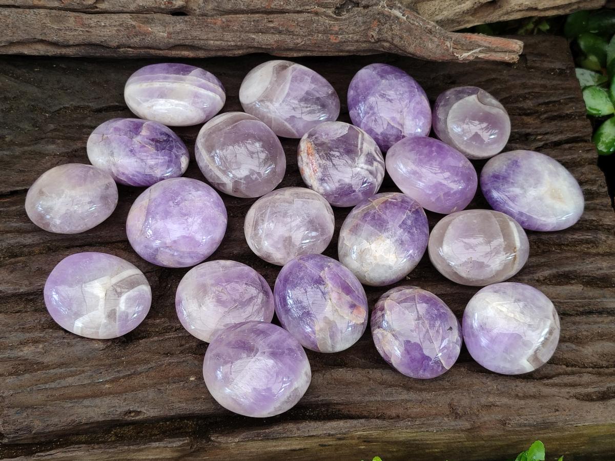 Polished Chevron Amethyst Galets x 20 From Madagascar