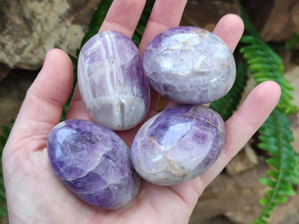 Polished Chevron Amethyst Galets x 20 From Madagascar