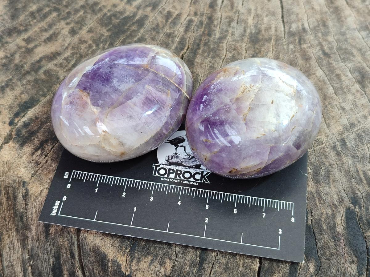 Polished Chevron Amethyst Galets x 20 From Madagascar