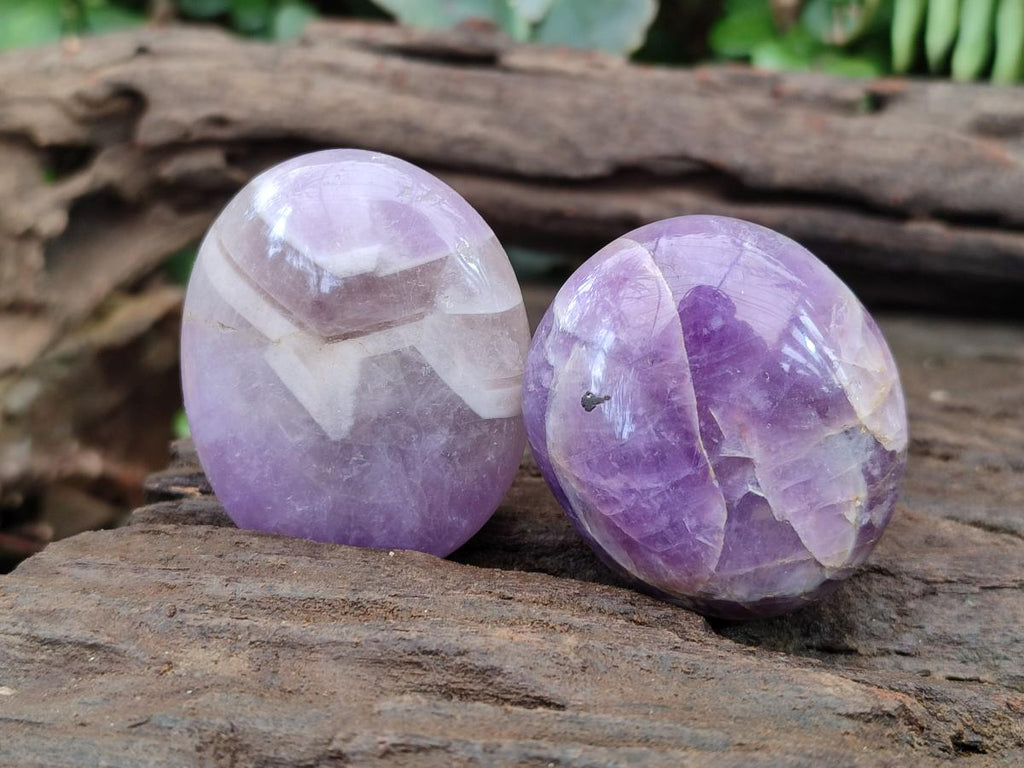 Polished Chevron Amethyst Galets x 20 From Madagascar