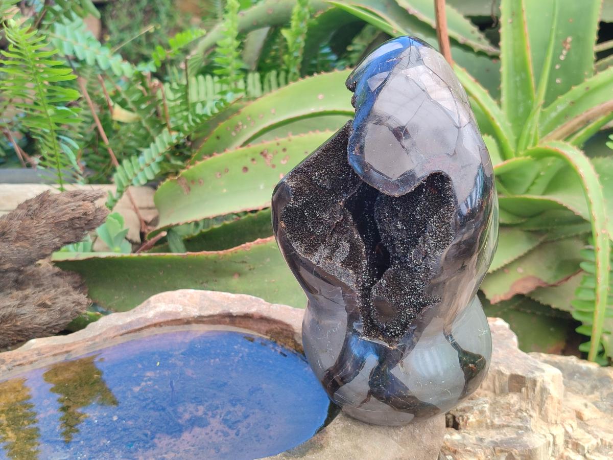 Polished and Natural Large Septerye Sauvage "Dragons Egg" Geode Standing Display Piece x 1 From Mahajanga, Madagascar