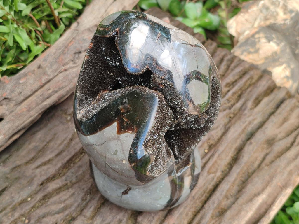 Polished and Natural Large Septerye Sauvage "Dragons Egg" Geode Standing Display Piece x 1 From Mahajanga, Madagascar