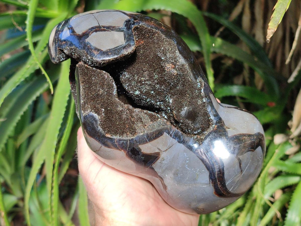 Polished and Natural Large Septerye Sauvage "Dragons Egg" Geode Standing Display Piece x 1 From Mahajanga, Madagascar