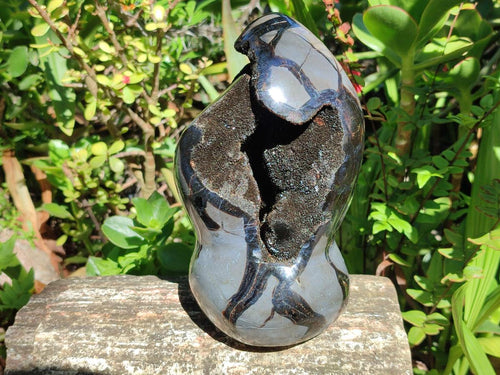 Polished and Natural Large Septerye Sauvage "Dragons Egg" Geode Standing Display Piece x 1 From Mahajanga, Madagascar