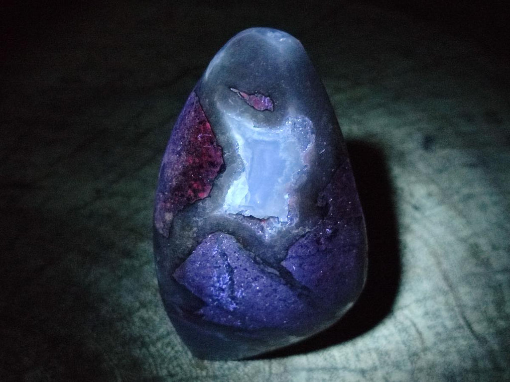 Polished and Natural Blue Lace Agate Standing Display Pieces x 3 From Nsanje, Malawi