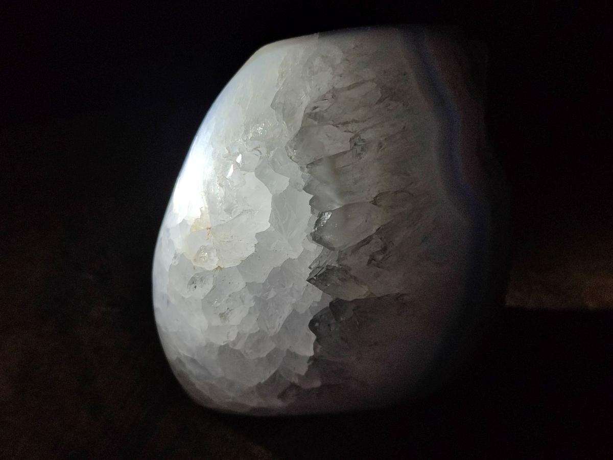 Polished and Natural Blue Lace Agate Standing Display Pieces x 3 From Nsanje, Malawi