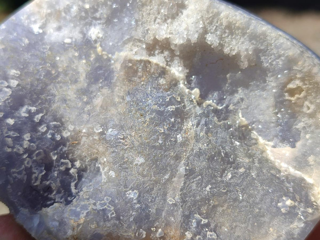 Polished and Natural Blue Lace Agate Standing Display Pieces x 3 From Nsanje, Malawi