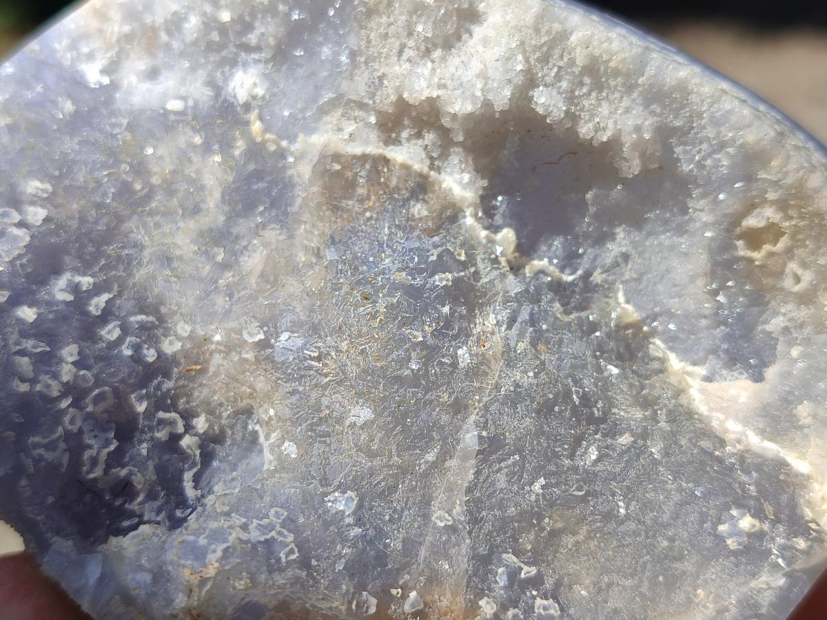 Polished and Natural Blue Lace Agate Standing Display Pieces x 3 From Nsanje, Malawi