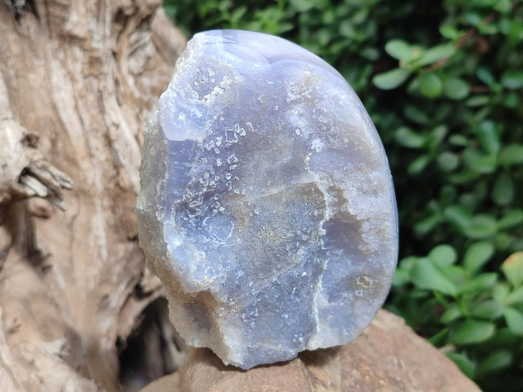 Polished and Natural Blue Lace Agate Standing Display Pieces x 3 From Nsanje, Malawi