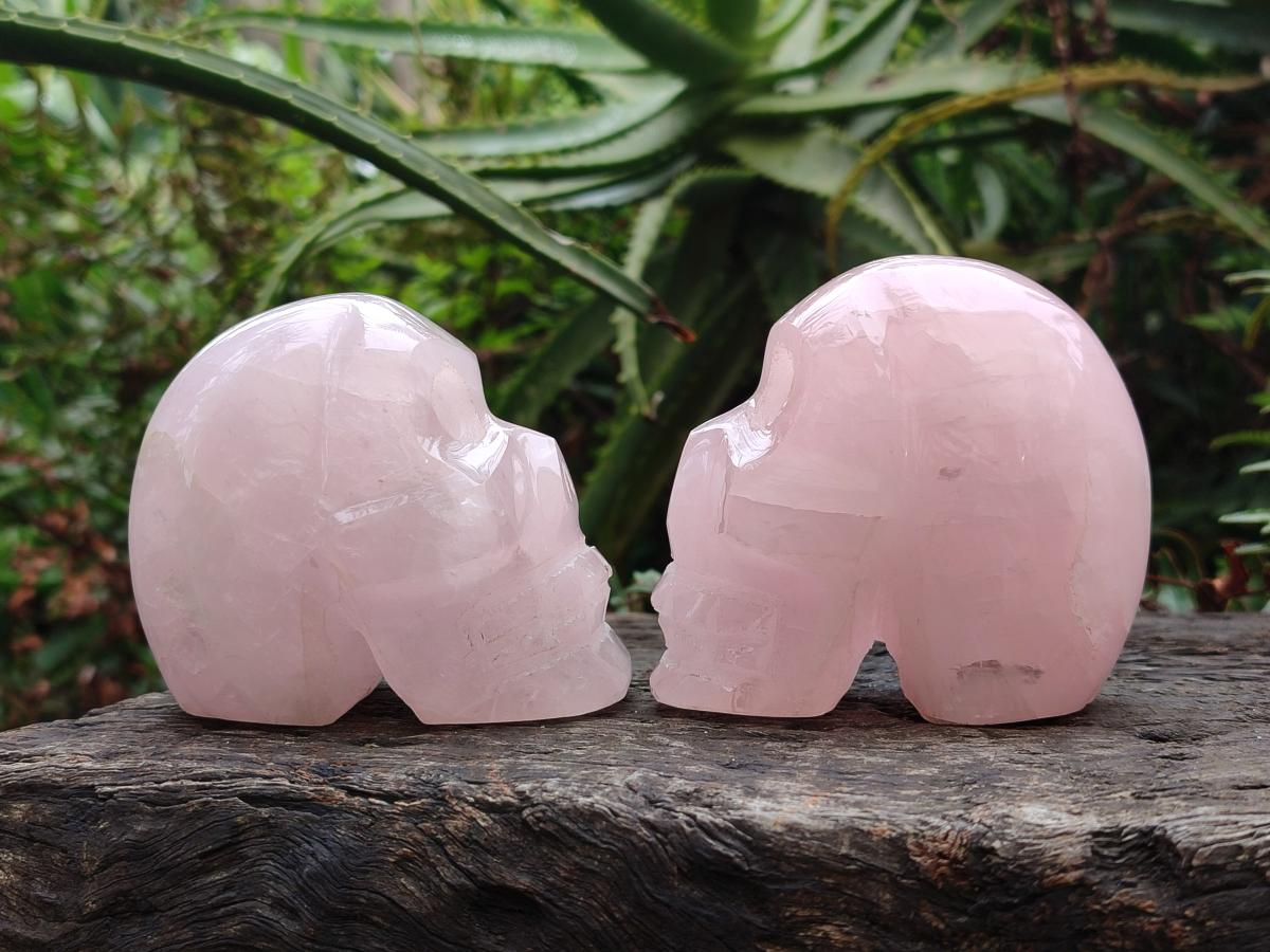 Hand Made Rose Quartz Skulls x 4 From Madagascar
