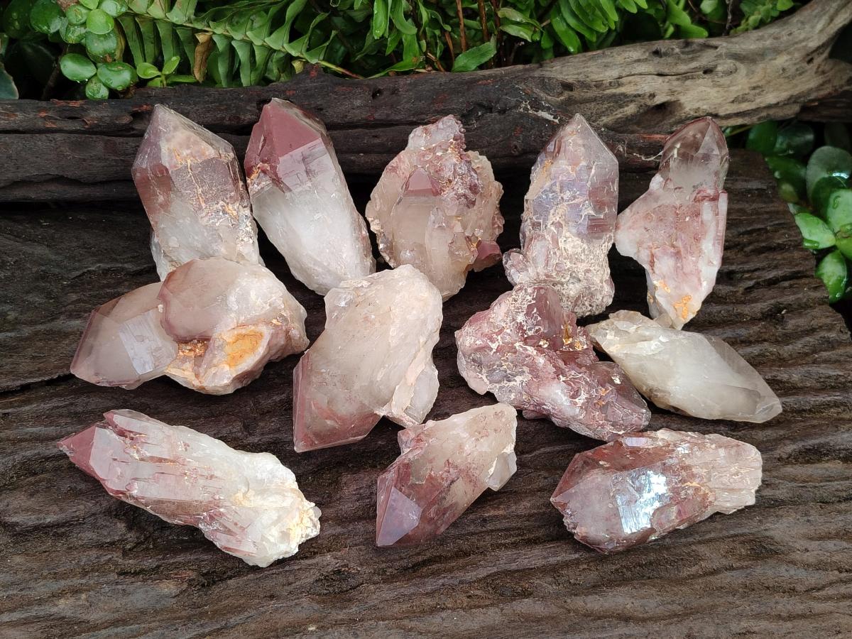Natural Red Hematoid Quartz Crystals x 12 From Karoi, Zimbabwe