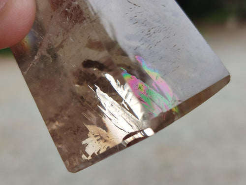 Polished Mix of Wispy Smokey Window Quartz Crystals x 4 From Madagascar