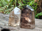 Polished Mix of Wispy Smokey Window Quartz Crystals x 4 From Madagascar