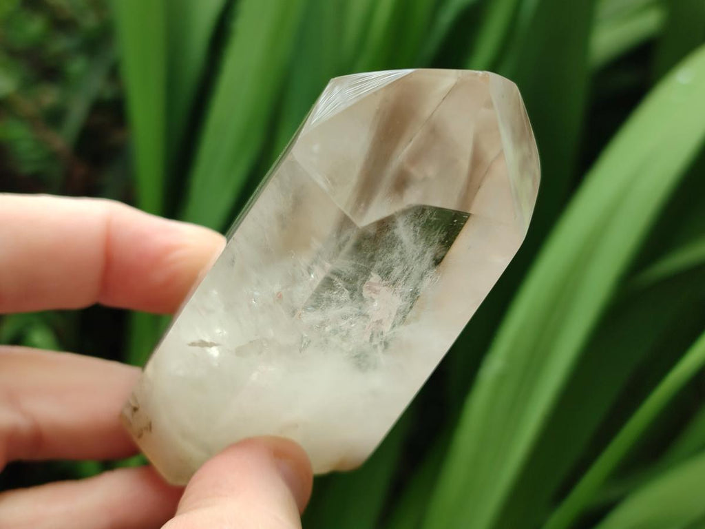 Polished Mix of Wispy Smokey Window Quartz Crystals x 4 From Madagascar